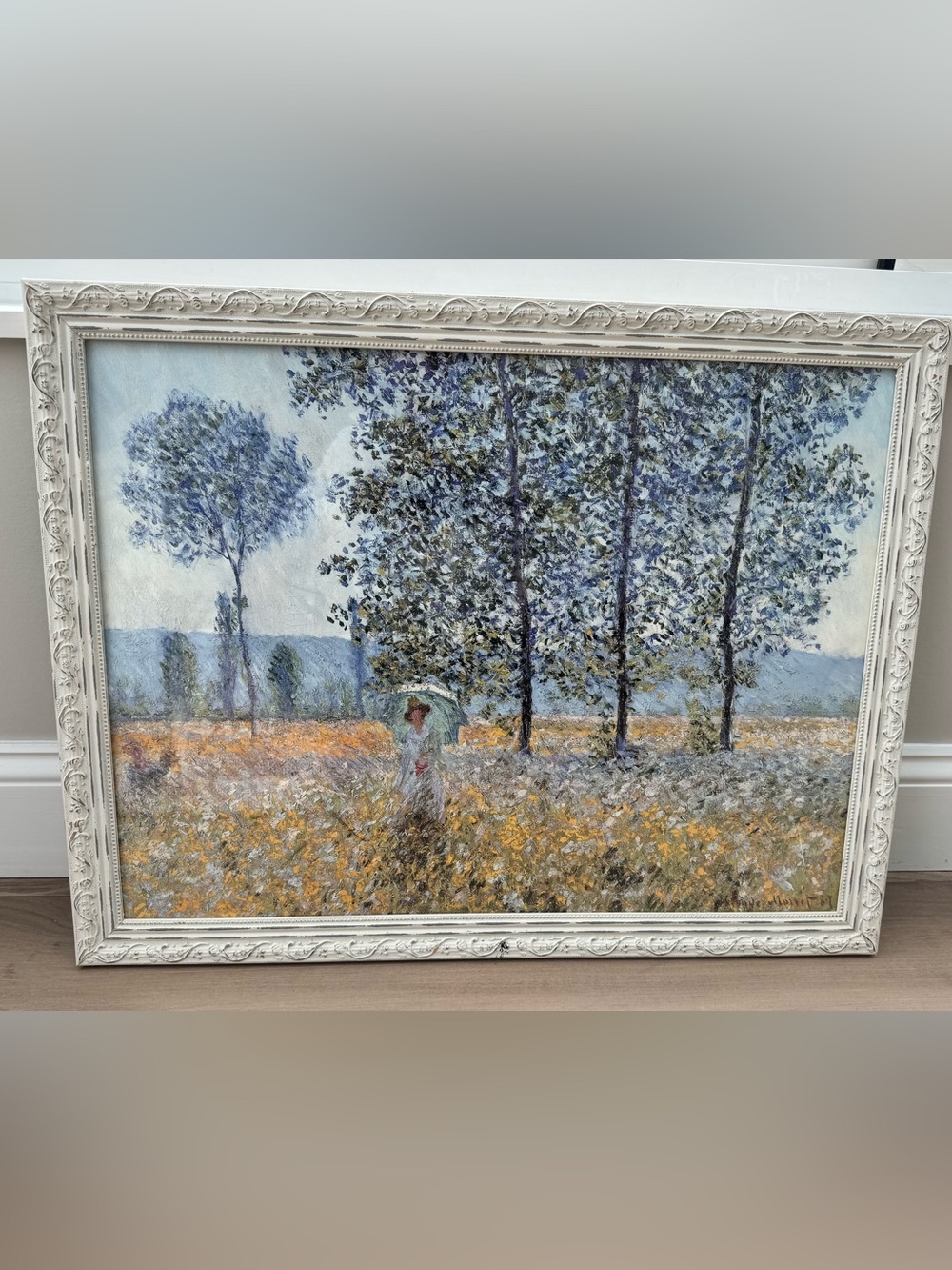 Claude Monet Fields in Spring Framed Print Shabby Chic French Country 26.5x21.75